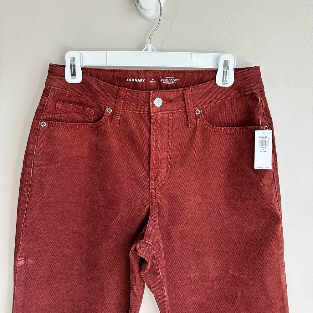 NWT Old Navy High-Waisted OG Straight Leg Corduroy Ankle Pants Red Dirt Size 4P - Picture 3 of 15